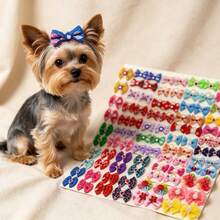 14/62 Pieces Of Diverse Styles, Random Patterns, Bow Bows, Cat And Dog Headwear, Random Patterns, Random Colors, Suitable For Cat And Dog Pet Beauty Products Such As Marzis Teddy Bears, Etc - Multicolor - View 1