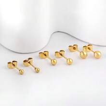 SENLANSP 3 Pairs 316 Stainless Steel Mini Ball Stud Earrings, Unisex, Fashion Cartilage, Tragus, Helix Multi-Piercing Jewelry Set - Earrings - View 7