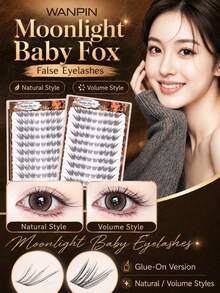 WANPIN WAN PIN Moonlight Fox 80 Clusters False Eyelashes, 9-13mm Natural C-Curl Cluster Lashes, Mixed Length Fine & Dense Style, Lightweight Seamless Look, Glue-Free Option, Comfortable Wear, Suitable For Daily Natural Eye Makeup - C - View 2