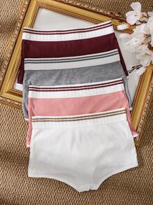 4pcs/Set Women's Solid Color Sporty Style Comfortable Sexy Boxer Briefs - Multicolor - View 2