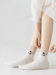 1/5 Pairs Women's Pure Cotton Socks, Breathable & Odor-Resistant, Asymmetrical Cuff, Knitted Fabric, Cute INS Style, Versatile For Spring/Summer, Home, Commute, Date, Party, School, Holiday Gift - Multicolor - View 6