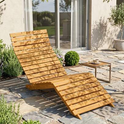 Outdoor Rocking Chair - Garden Rocking Chair With Slatted Seat And High Back, Wood, 66cm X 170cm X 77cm