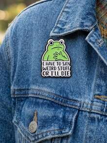 1pc Funny Cartoon Personalized Letter Frog Brooch Badge For Women, Backpack Decoration Accessory, Suitable For Daily Commute And Party Wear - Green - View 1