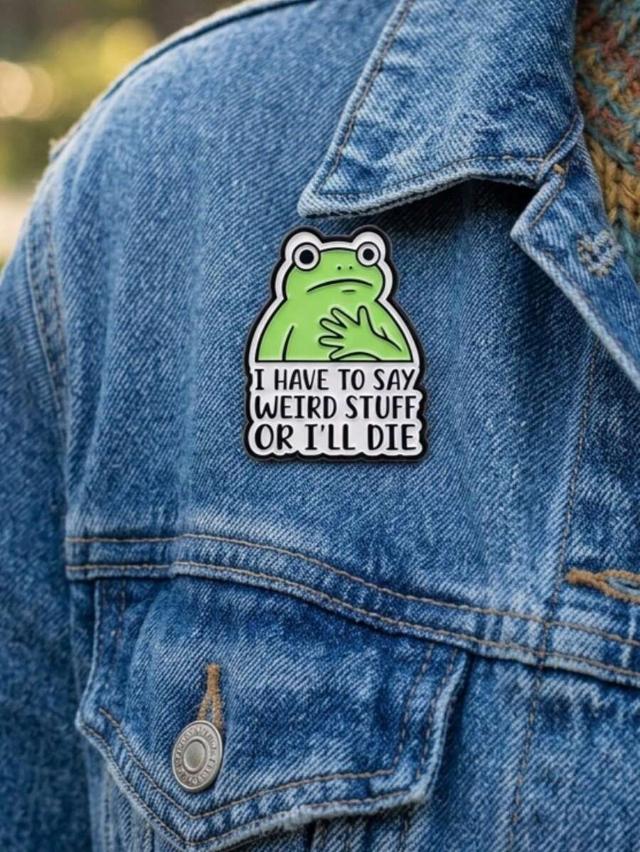 1pc Funny Cartoon Personalized Letter Frog Brooch Badge For Women, Backpack Decoration Accessory, Suitable For Daily Commute And Party Wear - Green - View 1