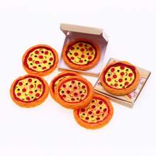 5pcs-1:12 Mini Takeout Pizza Box Italian Pizza Fake Food Miniature Model For Diorama Dollhouse Kitchen And Cafe Decor, Suitable For Collectors, Teens And Adults, Non-Edible (Pizza-Random Color) - Multicolor - View 4