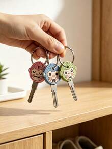 1/3/6pcs Fun ID Colorful Pvc Monkey Key Covers - Soft Key Caps For Easy Key Sorting At Home - Ideal For Family & Friends, Perfect Stocking Stuffer Gift - View 1