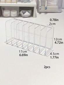 Transparent 7-Compartment Desktop Hand Cream Storage Box, Multi-Slot Large Capacity, Suitable For Sewing, Vanity, Cosmetic Organization, Skincare Storage Rack, Eyeshadow Storage Box, Partition Display Shelf, Vertical Transparent Powder Blush Makeup Powder Desktop Storage Box - Multicolor - View 9