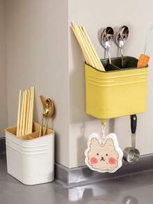 1 Piece Of Household Wall Mounted Chopstick Holder - No Drilling Design, Can Store Spoons, Knives, Forks, Kitchen Multifunctional Drainage Utensil Holder, Utensil Storage Box Suitable For Kitchen Storage, Large Capacity, Multiple Colors - View 6