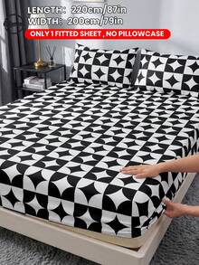 2/3件組黑白格紋床上用品套組，床單、床罩、床墊保護套組，舒適家居紡織品，透氣防起球床墊套，柔軟親膚，居家裝飾，臥室床上用品，深口袋設計 - 彩色 - 查看 13
