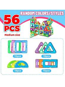 Magnetic Building Blocks Set - Creative DIY Assembly Toy, Enhances Hand-Eye Coordination, Promotes Brain Development, Colorful ABS Magnets, Suitable As Holiday/Birthday Gift - Random Color - Multicolor - View 14