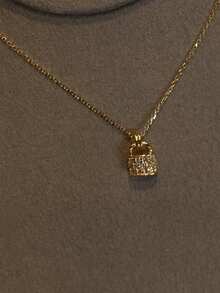 1pc New Full Rhinestone Small Lock Pendant Necklace For Women, Minimalist Elegant Luxury High-End Niche Design, Sweet Cute Daily Wear - Lock Necklace - View 6
