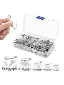 260/150/50/10pcs Multi-Size Metal Safety Pins, Durable And Easy To Use. Suitable For Clothing Repair, Handicrafts, Document Organization, Decoration, Brooches, Badges And Keychains. Perfect For Daily Use, Valentine's Day And Weddings - A - View 10