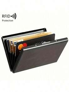 1pc Stainless Steel Card Holder, Ideal Gift For Dad, Men's Premium Stainless Steel Card Holder, Functional Anti-Magnetic Card Holder, Anti-Theft - Multicolor - View 5