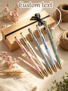 [Customized]Engraved Ballpoint Pen With Touchscreen Tip, Personalized Name 2-In-1 Metal Pen With Exquisite Gift Box, Suitable For Men And Women, Professional Business Stationery Office Supplies, Unique Birthday Christmas Gift, Multiple Styles Available, Great Gift Choice - Multicolor - View 7