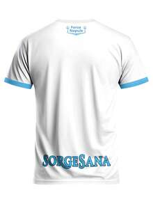 Men Custom Napoli Forza Napule Stripe Print Soccer Jersey, Personalized Name Number Football Shirt Fan Gear Match Training Daily Gift - White - View 6