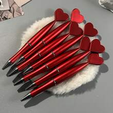 12pcs Burgundy Heart Twisted Bead Pens, Solid Color Polished Plastic Barrel, Smooth Writing Without Ink Interruption, Comfortable Grip, Easy Refill, Valentine's Day Gift, Wedding Guest Book Pen, Proposal Confession Prop, Party Favor, Best Friend Gift, Christmas Return Gift, Student Office Stationery - Multicolor - View 7