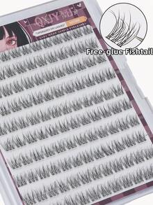 120pcs C-Curl False Eyelashes, Segmented With Built-In Adhesive Strip, Realistic & Natural, Beginner-Friendly, For Daily Wear, Includes Eyelash Extension Adhesive Strip - C - View 1
