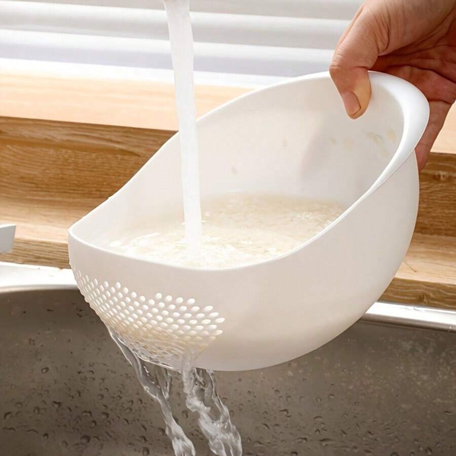 1 Multi-Functional Plastic Rice Washing Bowl, Can Be Used As A Rice Washing Bowl, Vegetable Basket, Fruit Draining Basket - Suitable For Healthy Meal Preparation And Efficient Kitchen Use, Practical Kitchen Tool