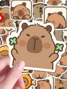 199pcs/Set Cute Capybara PVC Stickers, Suitable For Decorating Laptops, Notebooks, Skateboards, And Guitars. Diverse Styles, One-Time Stickers, Beautiful For DIY Phone Cases And Computer Backplates, Also Essential For School Supplies And Back-To-School Season. - Multicolor - View 14