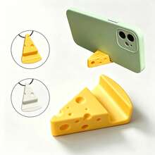 1pc Cheese Shape Mini Phone Stand Portable Creative Cheese Slice Mobile Phone Holder Desk Anti-Slip Small Cell Phone Bracket Aesthetic Desktop Mount For Smartphone Watching Video Office Bedroom Decor Gift, Back To School - Stand - View 4