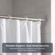 White No-Drill Transparent Strong Adhesive Rod Holder Bracket, Designed For Bathroom, Bedroom, Kitchen And Other Spaces, Made Of High-Transparency Acrylic Material With Strong Back Adhesive, Securely Adheres To Wall Without Drilling - View 5