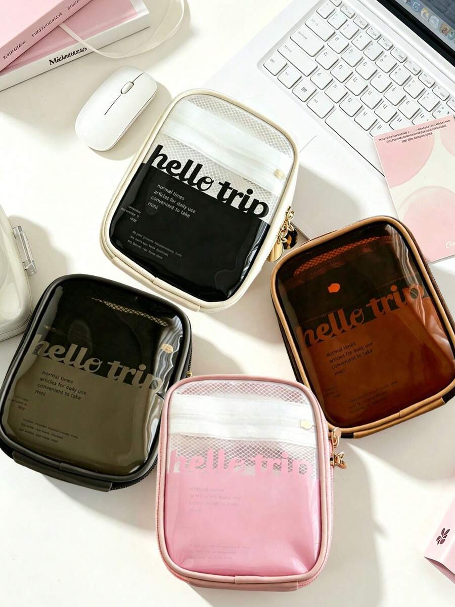 1pc Mini Portable Makeup Bag, Designed For Girls' Daily Commute, Touch-Ups On The Go, Travel, Compact And Lightweight, Fits Easily In Backpack Or Shoulder Bag - Multicolor - View 1