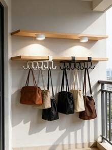 1/2pcs Hat And Bag Storage Rack, Belt Storage Rack, Closet Accessory Storage Rack, 6 Hat Hooks, Closet Clothing Storage Rack, Drill-Free Easy Storage Rack, Closet Hook Organizer, Longest Side 10.2 Inches, Second Longest Side 8.6 Inches, Height 3.1 Inches - Upgraded White - View 3