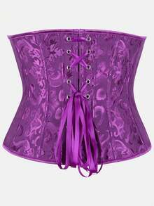 Court Style Jacquard Waist Cincher With Front Buckle And Back Lace-Up, Fishbone Corset For Daily Wear, Party And Halloween Outfit - Multicolor - View 67