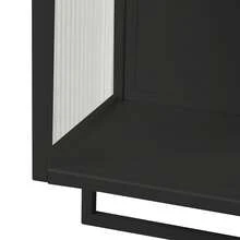 60CM Glass Doors Modern Two-Door Wall Cabinet With Featuring Two-Tier Enclosed Storage, An Open Shelf, And Towel Rack, For Entryway Living Room Bathroom Dining Room,Black - 黑色 - 查看 7