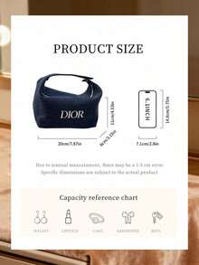 Dark Denim Handheld Cosmetic Bag Multi-Space Makeup Storage Organizer Metal Letter Logo Wash Pouch Classic Luxury Beauty Gift For Women - Dior Cosmetic Bag DIOR-GIFT-123 - Denim Blue - View 7