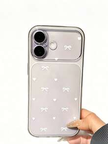 1pc Fashionable Fresh Floral Butterfly Pattern Transparent Frosted Full Coverage Soft Phone Case, With Small Frame Cat Print Design, Suitable For IPhone18/18Pro/18promax/17Promax/17Pro/17/16/15/14/13/15 Pro Max/14/15/16 Plus And Other Models, Ins Style New Phone Protective Cover - Transparent 2 - View 3