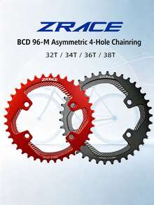 ZRACE BCD96-M MTB Asymmetric Chainring 32T 34T 36T 38T Black Red 4-Hole BCD96 For Mountain Bike Crankset - Black - View 2