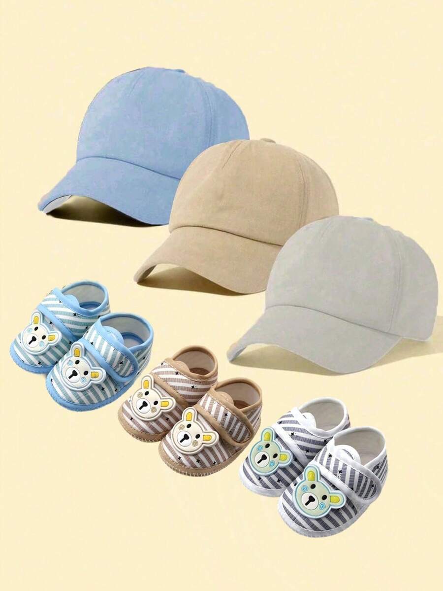 2件組嬰兒帽子與腿套套裝,舒適純色嬰兒帽與幼兒鞋腿套套裝,適合男嬰,媽媽送給寶寶的禮物 - 彩色 - 查看 1