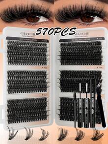 CMAYOME 450/530/570/600pcs False Eyelashes (Including Adhesive, Styling Solution, Tweezers), Mixed Style Single Cluster Eyelashes, Soft, Natural And Easy To Use Eyelash Clusters, Large Capacity Fluffy And Thick Classic Style, Suitable For Daily Use - Multicolor - View 19