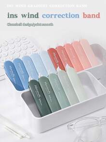 5pcs Flip-Top Correction Tape, Gradient Color, High Aesthetic, Mini Portable, Adjustable Tension, Fashion New Style - Sets - View 12