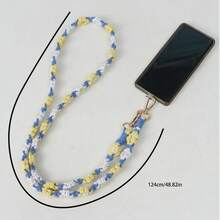 1pc Handmade Woven Daisy Flower Crossbody Pouch With Phone Strap, Rope Keychain Compatible With Android And Most Smartphone,Gifts For Mother, Family, Friends, Birthday, Holiday Phone Chain - Multicolor - View 11