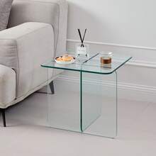 Tempered Clear Bent Glass SideTable, Transparent End Table, Sofa Table - 彩色 - 查看 1