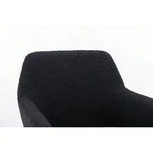Hengming Height-Adjustable Swivel Faux Fur Vanity Chair For Bedroom & Home Office - 黑色 - 查看 6