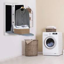 Wall Mounted Ironing Board With Storage Cabinet,Built In Ironing Board & Folding Support Frame, Wall-Mounted Mirrors For Home, Apartment & Small Spaces - 白色 - 查看 2