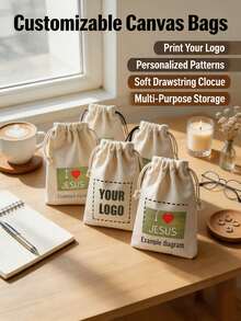 10pcs/25pcs Customized Pattern Drawstring Gift Bags - Gifts For Her/Him - Elegant Drawstring Closure - Personalized Pattern/Logo/Text Jewelry Bags - 6.3 X 3.94 Inch Medium Size, Perfect For Wedding Favors, Anniversaries - Multicolor - View 6