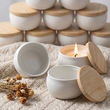 33pcs/Set White Candle Making Kit, Wedding Gifts, Includes 6 Empty Candle Jars, 12 Wicks, And 15 Stickers, Table Decorations, For Home, Christmas, Valentine'S, For Occasions - Table Centerpiece, Empty Candle Jars - 33pcs/6set - View 12