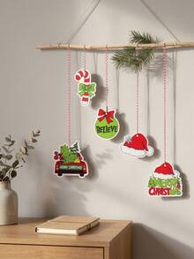 12pcs Fun Vintage Christmas Paper Hanging Ornaments With String, Christmas Tree Truck Wreath Candy Cane, Christmas Photo Frame Decor, Classroom Christmas Supplies, Merry Christmas Home Decor, Christmas Decorations, Merry Christmas, Baby Christmas Birthday Party, Baby Shower - Multicolor - View 6