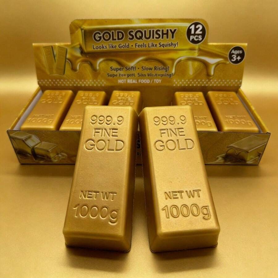 1pc Gold Bar Slow Rebound Squeeze Toy, Stress Relief Venting Toy, Cute Soft Rebound Toy For Students (Factory Injection Molding May Have Defects, Color Difference, Please Do Not Purchase If You Mind) - Multicolor - View 1