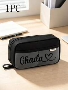 Personalized Custom Name Pencil Case, Transparent Patchwork Large Capacity Pencil Pouch, Portable Stationery Storage Bag For Students - Multicolor - View 12