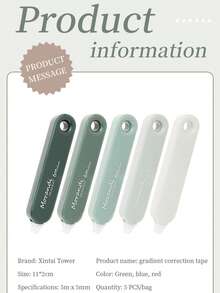 5pcs Flip-Top Correction Tape, Gradient Color, High Aesthetic, Mini Portable, Adjustable Tension, Fashion New Style - Sets - View 2