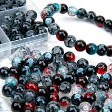 12‑Grid Multi‑Color Glass Beads Kit,Mixed Round Glass Beads In Storage Box,DIY Handmade Bracelet Necklace Jewelry Making Supplies(Black Gray White) - Multicolor - View 2