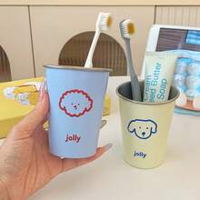 Cute Cartoon Pattern Mouthwash Cup Bathroom Countertop Toothbrush Holder Fashionable Toiletries Accessory Suitable For Dorm And Home Halloween And Christmas Gift - Multicolor - View 9