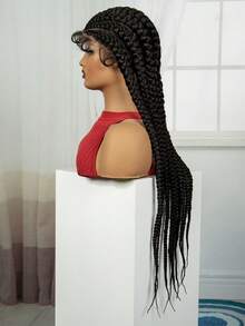 A ANYTIME Full Lace Multiple Braids Synthetic Wig Fat Multiple Braids Lightweight Easy To Wear Braided Synthetic Fiber Braid Hood, Halloween - Black - View 4