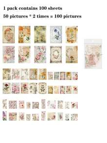 1 Pack (Approx 100pcs) Vintage Mixed Materials Collection Pack - Retro Post Office Series, DIY Scrapbooking And Journaling Supply Paper, Single Pack Or 4-Pack Combo Available,School Supplies,Back To School - Multicolor - View 18