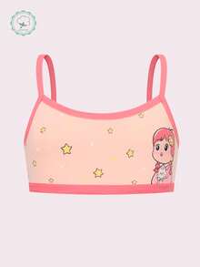 Random 6pcs Tween Girls' Camisole Underwear, Cute Cartoon Cat Pattern, Cotton Breathable Comfortable Girls' Tank Top Underwear - Multicolor - View 2